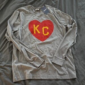 Gray Long Sleeve Shirt with Red Heart by Charlie Hustle